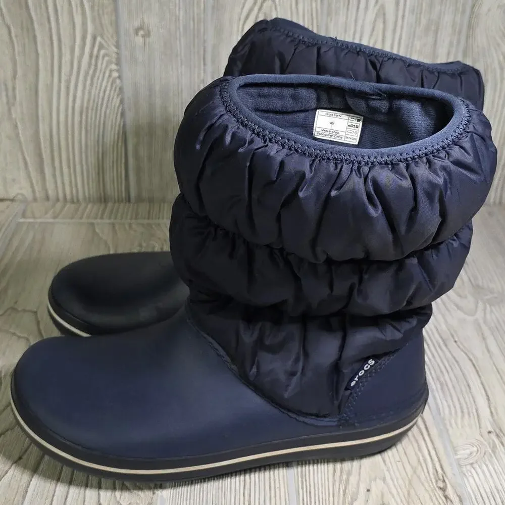 CROCS Winter Puff Boots Dark Blue Womens Size 8